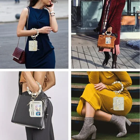 Silicone Wallet Wristlet Keychain RFID ID Window Slim Purse Women Gift - Picture 5 of 7